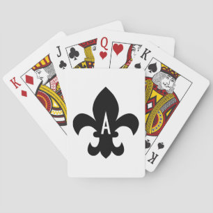 Black and White Fleur de Lis Monogram Spelkort