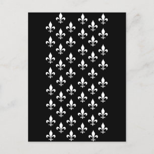 Black and White Fleur de Lis Mönster Vykort