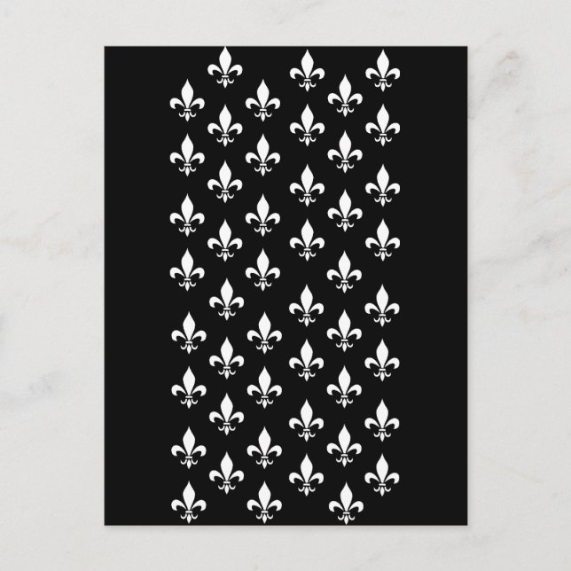 Black and White Fleur de Lis Mönster Vykort (Framsida)