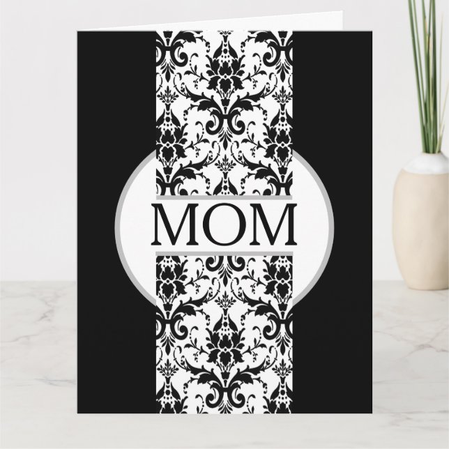 Black and White Fleur de lis Mother's Day  Kort (Framsida)