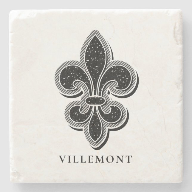 Black and White Fleur De Lis Stenunderlägg (Framsidan)