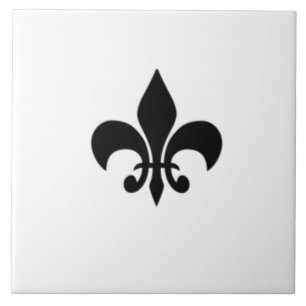 Black and White Fleur De Lis Tile Kakelplatta