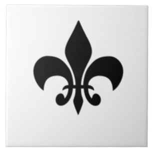 Black and White Fleur De Lis Tile Kakelplatta
