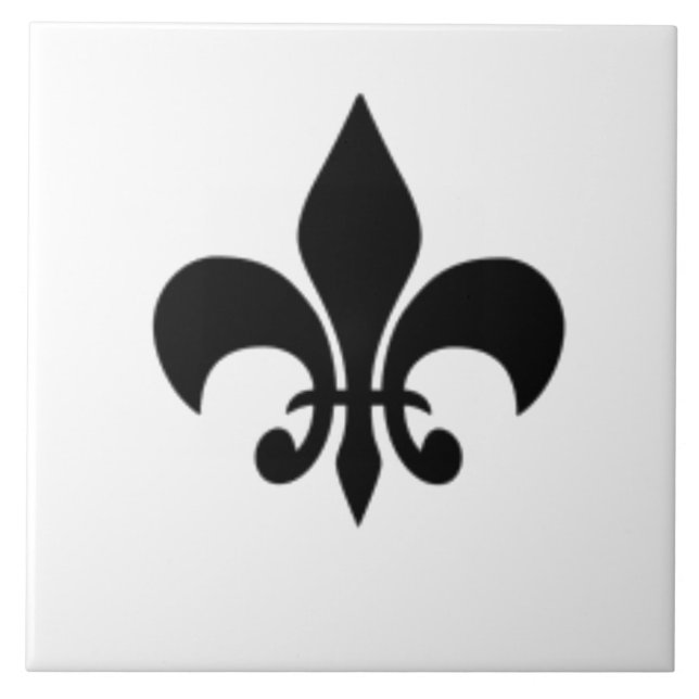 Black and White Fleur De Lis Tile Kakelplatta (Framsidan)