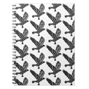 Black and White Flies Raven Lino Klipp Anteckningsbok