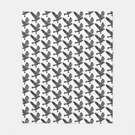 Black and White Flies Raven Lino Klipp Fleecefilt