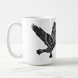 Black and White Flies Raven Lino Klipp Kaffemugg