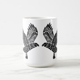 Black and White Flies Raven Lino Klipp Kaffemugg