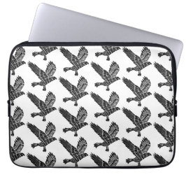 Black and White Flies Raven Lino Klipp Laptop Fodral