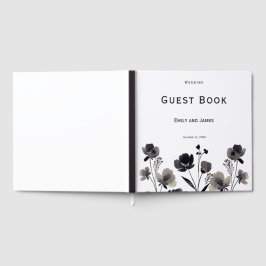 Black and White Floral Wedding Gästböcker