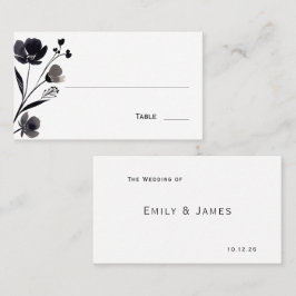 Black and White Floral Wedding Placeringskort