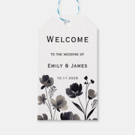 Black and White Floral Wedding Presentetikett