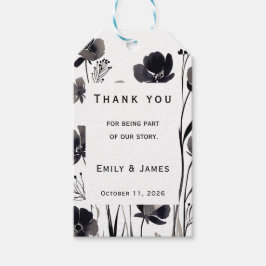 Black and White Floral Wedding Presentetikett