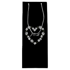  Black and White Floral Wedding Wine Gift Bag