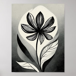 Black and White Flower Bläck-fack Poster
