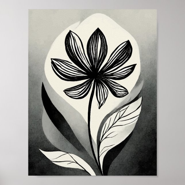 Black and White Flower Bläck-fack Poster (Framsidan)