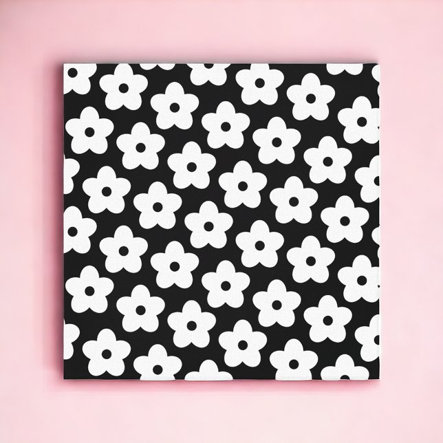 Black and White Flower Y2K Pattern Canvastryck (Skapare uppladdad)