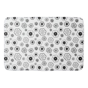 Black and White Flowers Bath Mat Badrumsmatta
