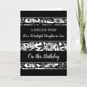 Black and White Flowers Dotter i Lag Birthday Kort