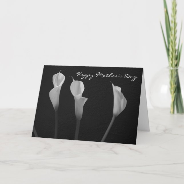 Black and White Flowers Mors dag Card Kort (Framsida)