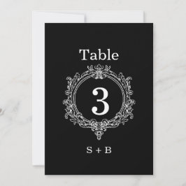 black and white foliage Crest wedding Inbjudningar