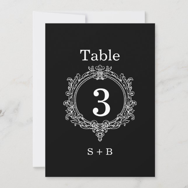 black and white foliage Crest wedding Inbjudningar (Framsida)
