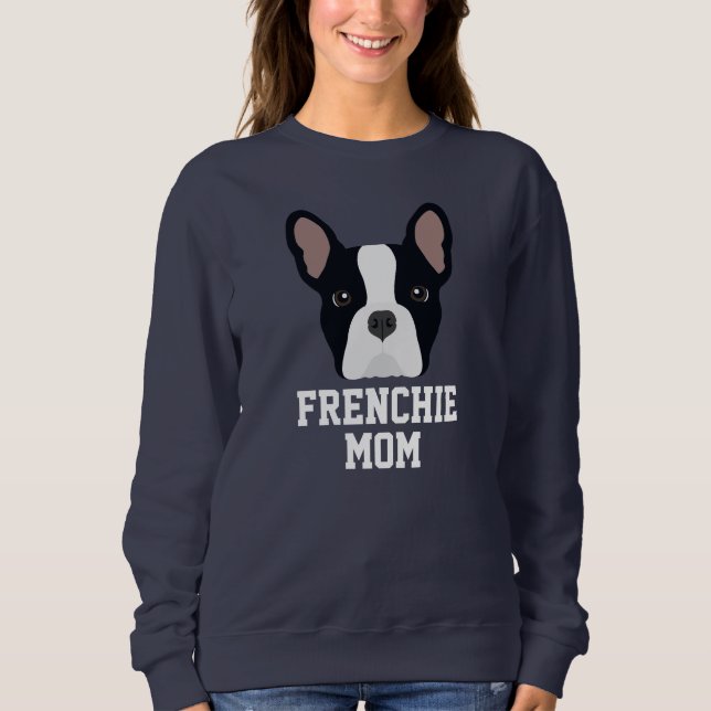Black and White Fransk Bulldog Hund Mamma T Shirt (Framsida)