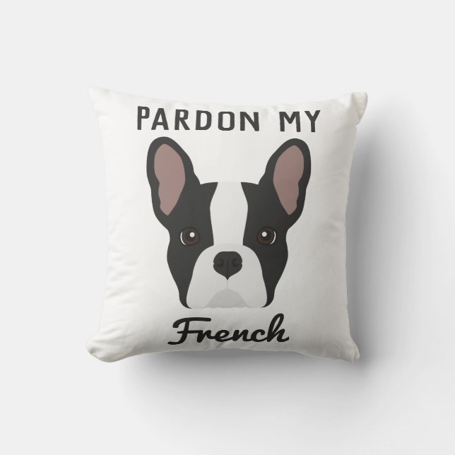 Black and White Fransk Bulldog Kudde (Framsida)