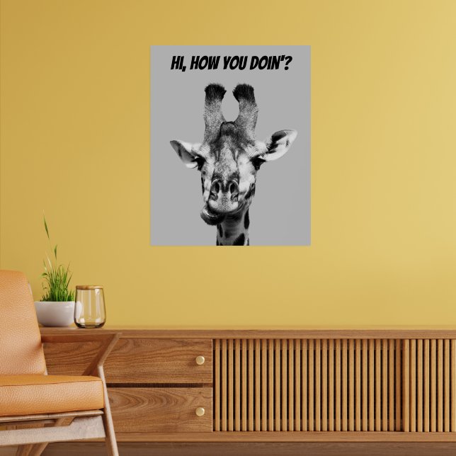 Black and white Funny Giraffe Poster (Vardagsrum 2)