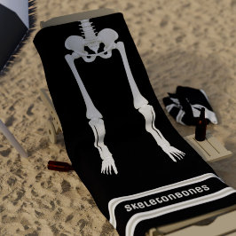 Black and White Funny Skeleton Ben Beach Towel
