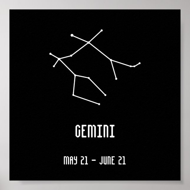 Black and White Gemini Constellation Poster (Framsidan)