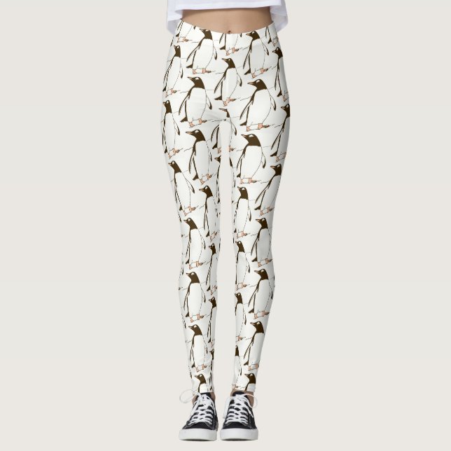 Black and White Gentoo Penguin Leggings (Framsida)