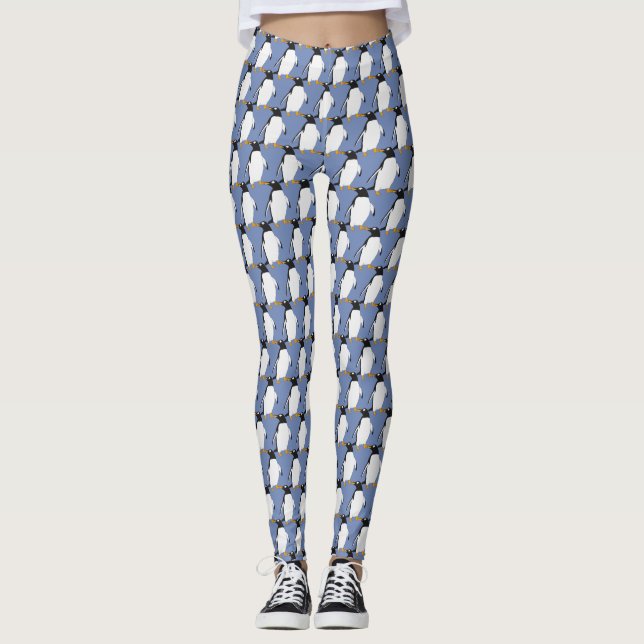 Black and White Gentoo Penguin Leggings (Framsida)