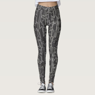 black and white geometric abstract pattern leggings