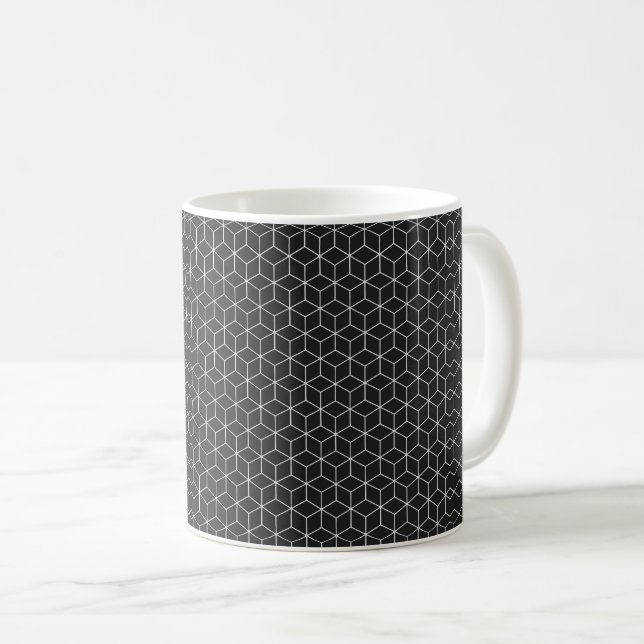  Black and White Geometric Cube Pattern Kaffemugg (Framsida höger)