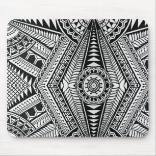Black and White Geometric Mandala Tribal Mönster Musmatta