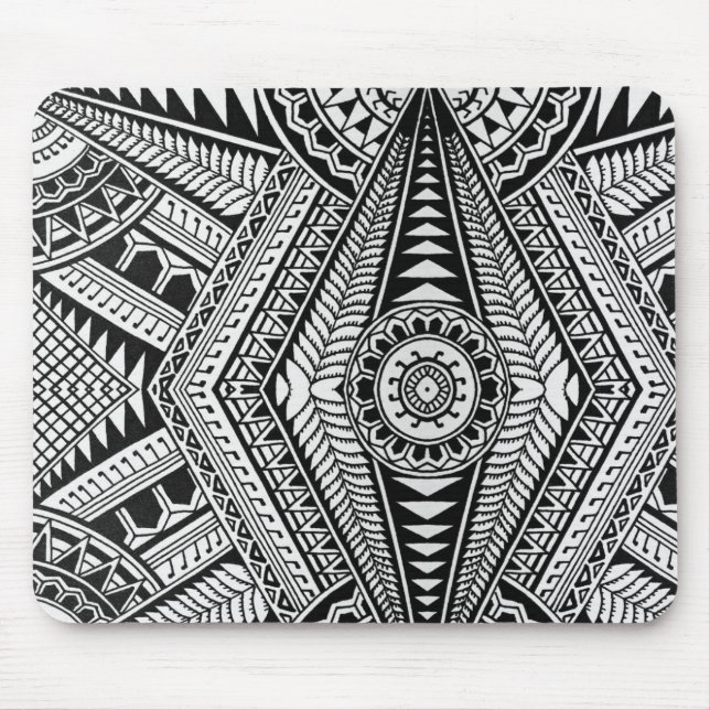 Black and White Geometric Mandala Tribal Mönster Musmatta (Framsidan)