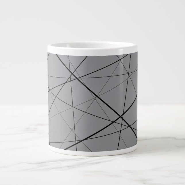 Black and white geometric pattern jumbo mugg (Framsidan)