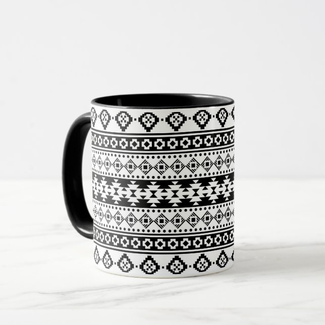 Black and White Geometric Tribal Mugg (Framsida vänster)