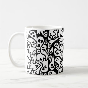Black and White Ghost Mönster Kaffemugg