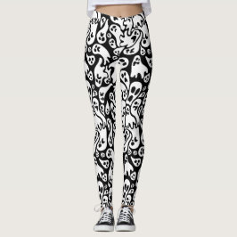 Black and White Ghost Mönster Leggings
