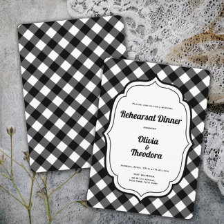 Black and White Gingam Rehearsal Dinner Invitation Inbjudningar