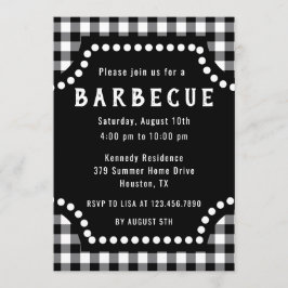 Black and White Gingham BBQ Inbjudningar