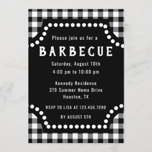Black and White Gingham BBQ Inbjudningar