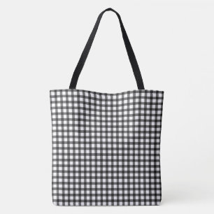 Black and White Gingham Check Mönster Tygkasse
