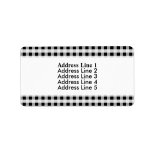 Black and White Gingham Check Play Mönster Adressetikett