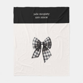 Black and White Gingham Checked Bow Fleecefilt