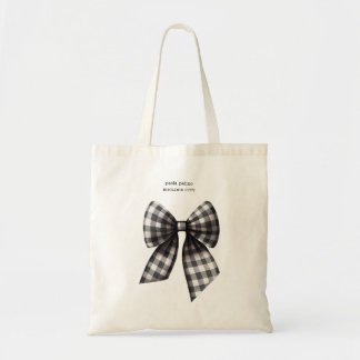Black and White Gingham Checked Bow Tygkasse
