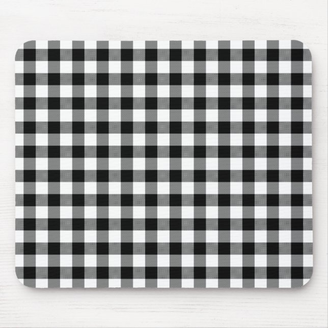 Black and White Gingham Checks Mönster Musmatta (Framsidan)