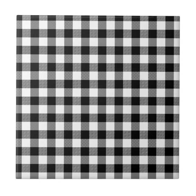Black and White Gingham Kakelplatta (Framsidan)